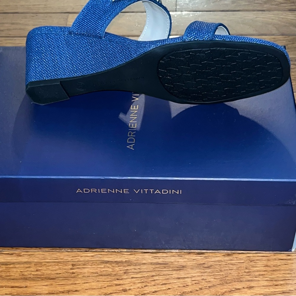 Adrienne Vittadini Acres Embellished Sandals Blue Raffia Women’s Size 7.5 Jewels - Picture 10 of 13